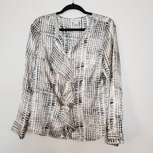 NWOT Coldwater Creek Silky Houndstooth Blouse with Ruffles Size Small (6-8)